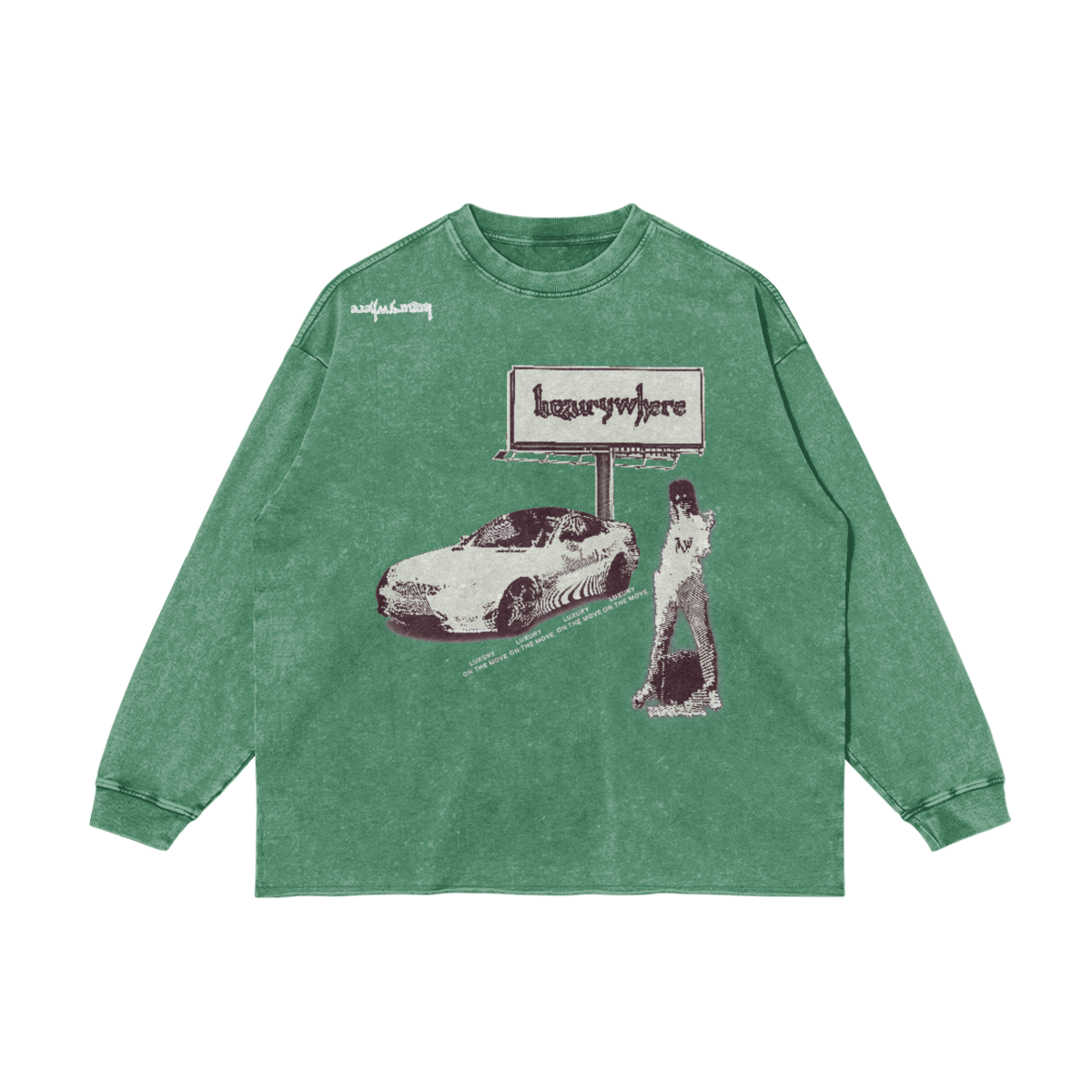 In a foreign (long sleeve hemless shirt)